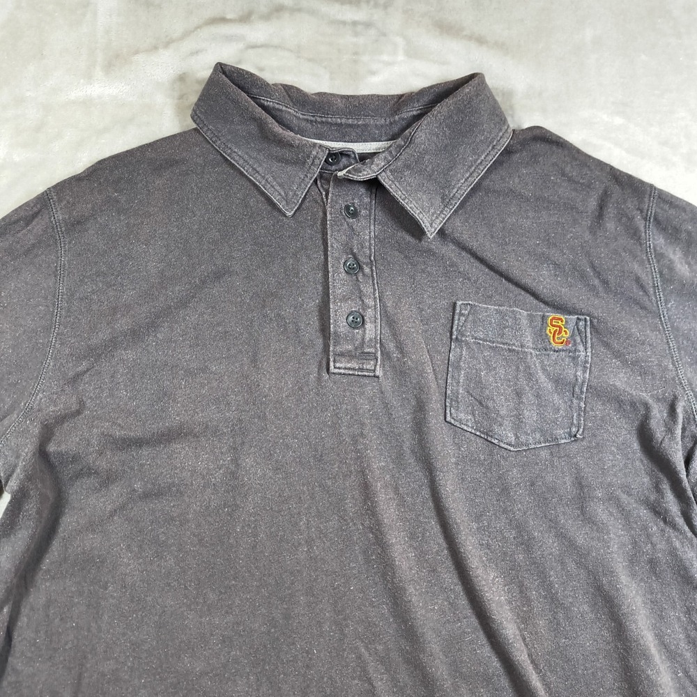 USC Polo Shirt Mens XL Gray Nike Embroidered 1880 Football‎ Retro Golf NCAA Hemp